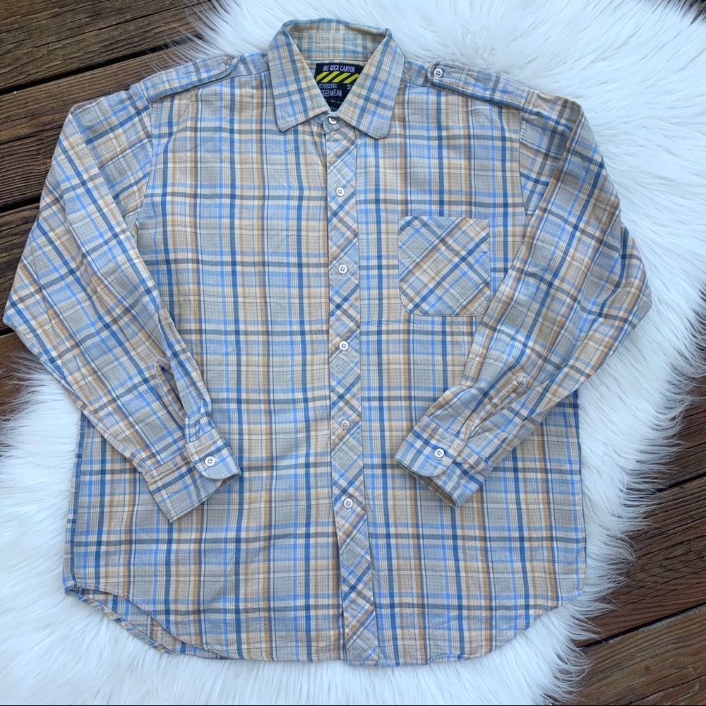 Big Rock Canyon Men’s Medium Plaid Rugged Wear Flannel Long Sleeve Layering Shir